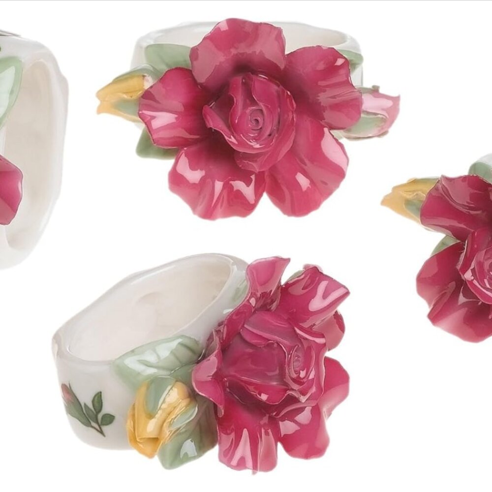 Royal Albert Old Country Roses Sculpted Napkin Rings, Set of 4